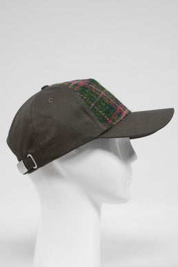 Harris Tweed Baseball Cap Green/Plum Check (GA)