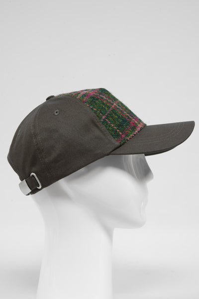 Harris Tweed Baseball Cap Green/Plum Check (GA)