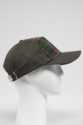 Harris Tweed Baseball Cap - Green/Plum Check (GA)