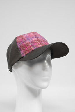 Harris Tweed Baseball Cap Pink/Lilac Check (GA)
