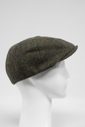 Harris Tweed 8 Piece Flat Cap - Forrest Green Herringbone (HH)