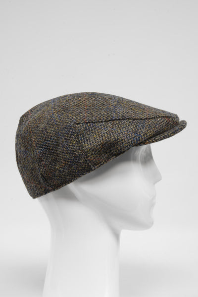 Harris Tweed Flat Cap Grey BC w/Overcheck (HH)