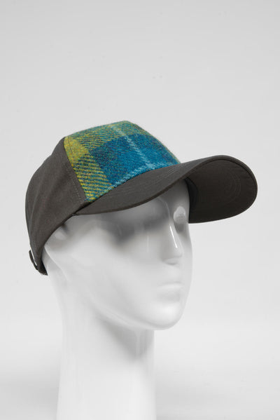 Harris Tweed Baseball Cap Sea Blue/Green Check (GA)