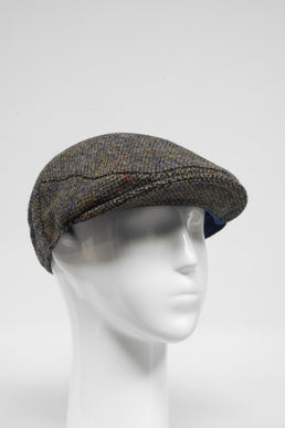 Harris Tweed Flat Cap Grey BC w/Overcheck (HH)