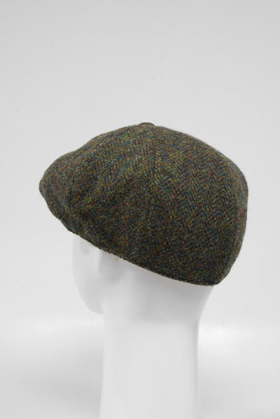 Harris Tweed 8 Piece Flat Cap Forrest Green Herringbone (HH)