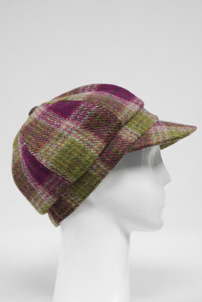 Harris Tweed Baker Boy Hat Heather Check (GA)