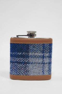 Harris Tweed Hip Flask A0237 (Tan Leather)