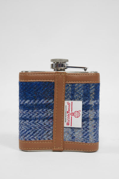 Harris Tweed Hip Flask A0237 (Tan Leather)