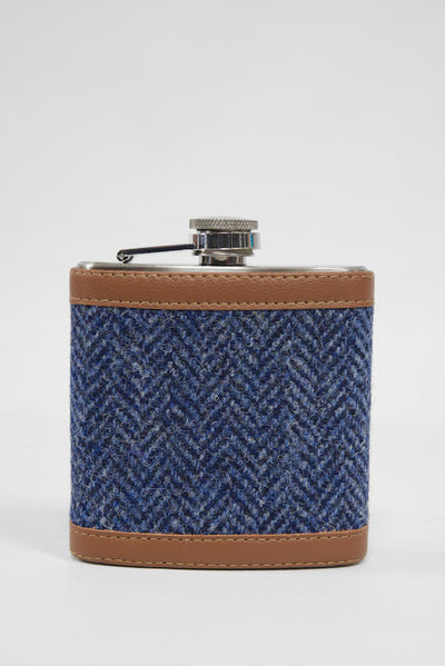 Harris Tweed Hip Flask HB136 (Tan Leather)