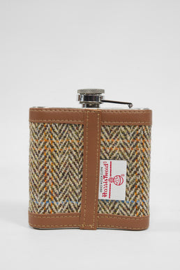 Harris Tweed Hip Flask HB133 (Tan Leather)