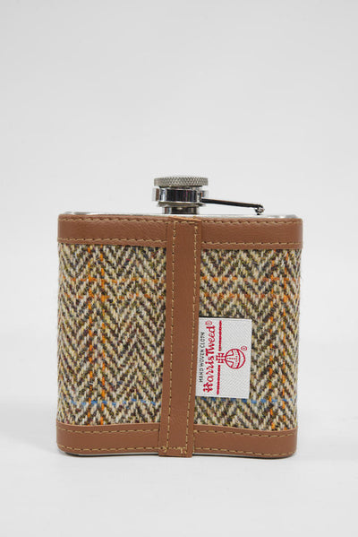 Harris Tweed Hip Flask HB133 (Tan Leather)