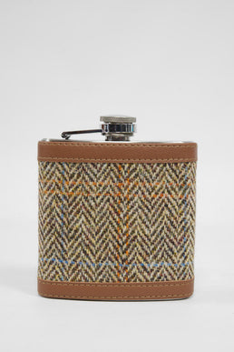Harris Tweed Hip Flask HB133 (Tan Leather)