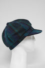Harris Tweed Baker Boy Hat Blue w/ Turquoise OC (GA)
