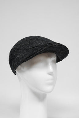 Harris Tweed Flat Cap Dark Charcoal Herringbone (HH)
