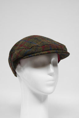 Harris Tweed Flat Cap Green/Burgundy Multi (GA)
