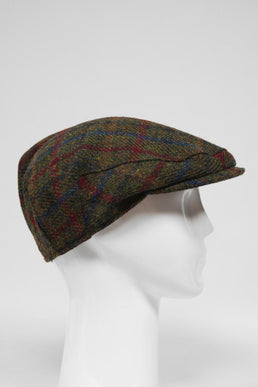 Harris Tweed Flat Cap Green/Burgundy Multi (GA)