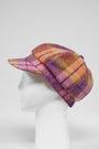 Harris Tweed Baker Boy Hat Peach/Purple Check (GA)