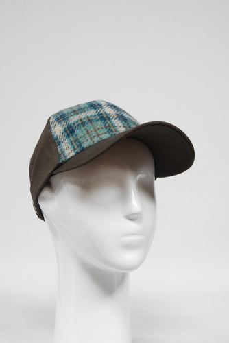 Harris Tweed Baseball Cap - Duck Egg/Cream Check (GA)