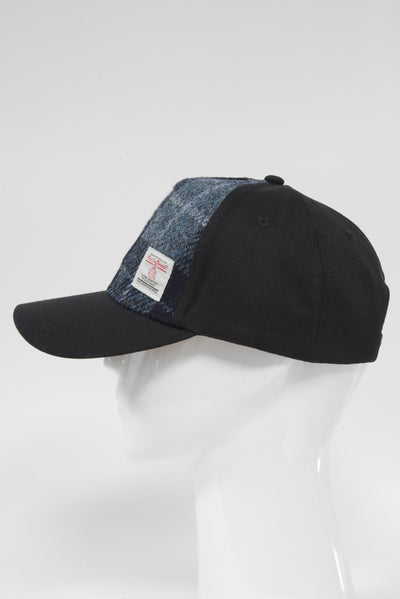 Harris Tweed Baseball Cap Navy/Blue Check (GA)