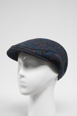 Harris Tweed Flat Cap Navy/Pink Multi (HW)