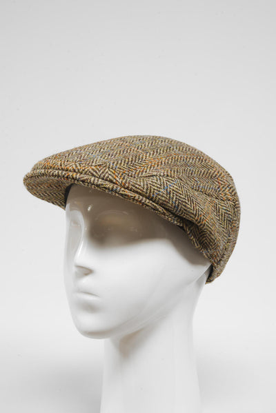 Harris Tweed Flat Cap Bracken Herringbone (HW)