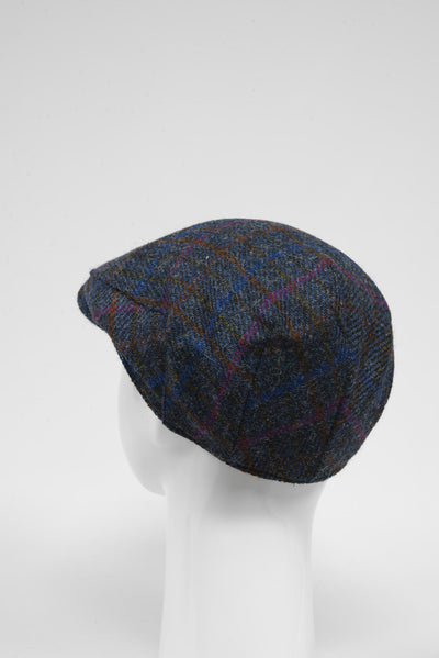 Harris Tweed Flat Cap Navy/Pink Multi (HW)