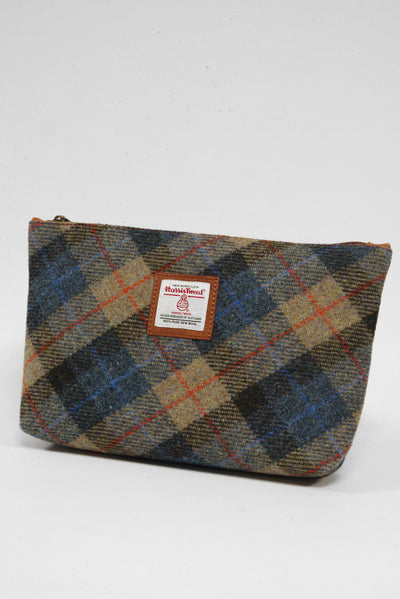 Harris Tweed Toiletries Bag A0162(C) (Tan Leather)