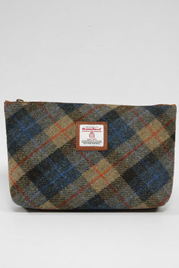Harris Tweed Toiletries Bag A0162(C) (Tan Leather)