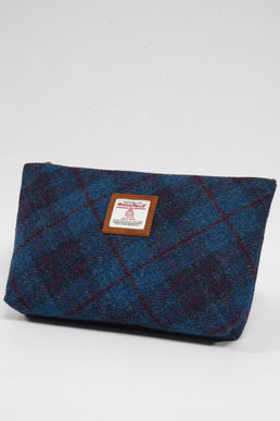 Harris Tweed Toiletries Bag A0174 (C) (Tan Leather)
