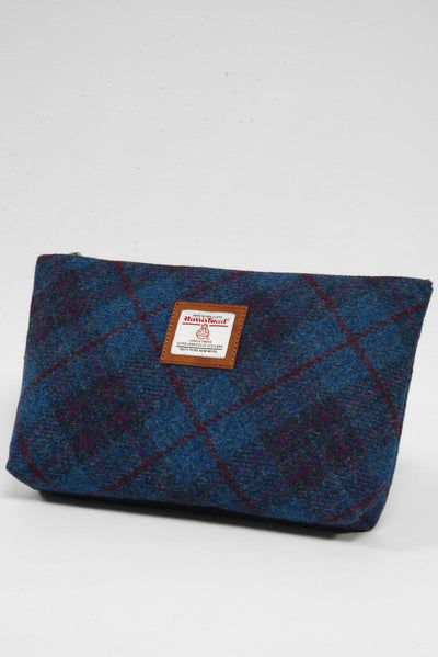 Harris Tweed Toiletries Bag A0174 (C) (Tan Leather)