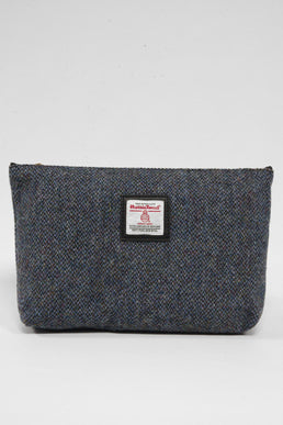 Harris Tweed Toiletries Bag BC1 (Black Leather)