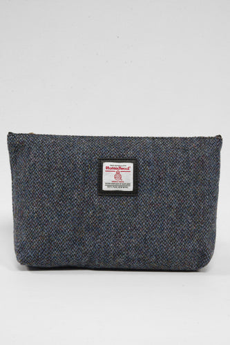 Harris Tweed Toiletries Bag - BC1 (Black Leather)