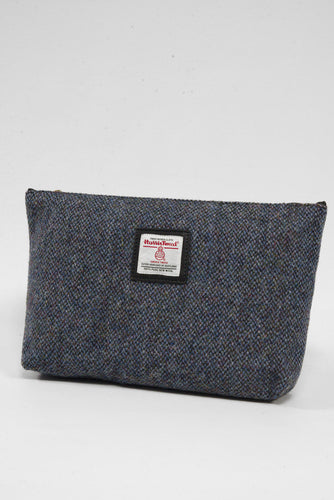 Harris Tweed Toiletries Bag - BC1 (Black Leather)
