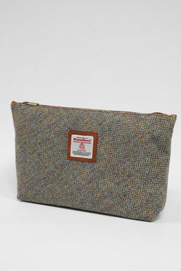 Harris Tweed Toiletries Bag HB107(C) Tan Leather