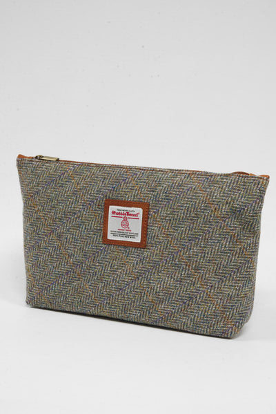 Harris Tweed Toiletries Bag HB107(C) Tan Leather