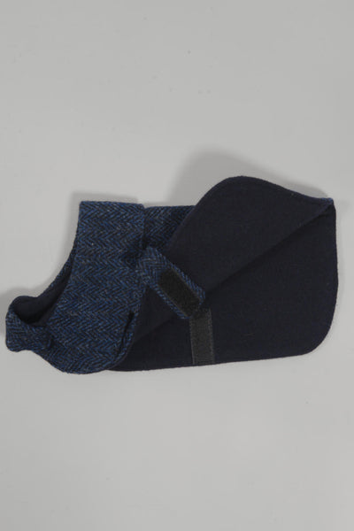 Harris Tweed Cosy Dog Coat Navy Herringbone Prices From