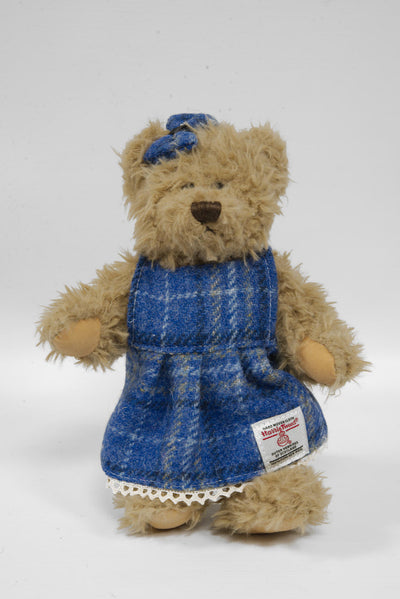Teddy Bear with Harris Tweed Outfit Girl Blue Check Small