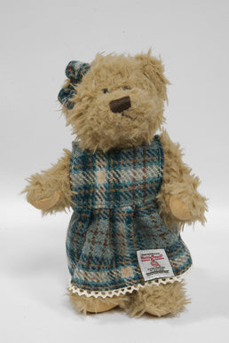 Teddy Bear with Harris Tweed Outfit Girl Duck Egg Check Small