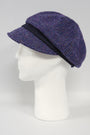 Harris Tweed Ladies Flower Hat - Violet With Navy Band