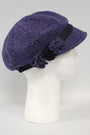 Harris Tweed Ladies Flower Hat - Violet With Navy Band