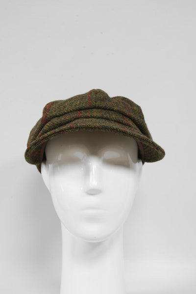 Harris Tweed Baker Boy Hat Green Check HH