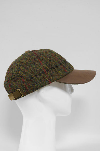 Harris Tweed Baseball Cap Green Check (HH)