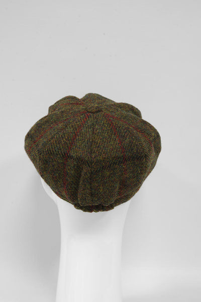 Harris Tweed Baker Boy Hat Green Check HH