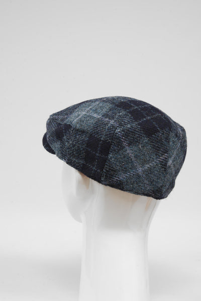 Harris Tweed Flat Cap Navy/Blue Check (GA)