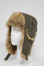 Harris Tweed Trapper Hat Brown/Green Herringbone w/Overcheck