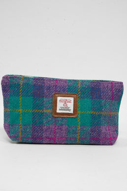 Harris Tweed Cosmetic Bag A0222 (Tan Leather)