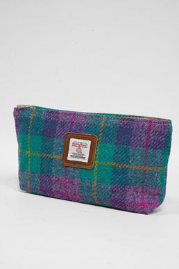 Harris Tweed Cosmetic Bag A0222 (Tan Leather)