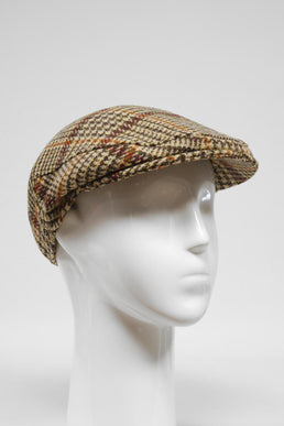 Harris Tweed Flat Cap Tan Glen Check (HW)