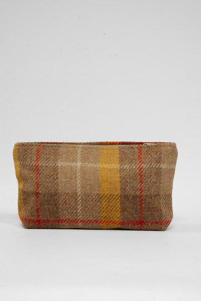 Harris Tweed Cosmetic Bag A0230 (Tan Leather) (Small Label)