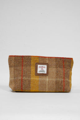 Harris Tweed Cosmetic Bag A0230 (Tan Leather) (Small Label)